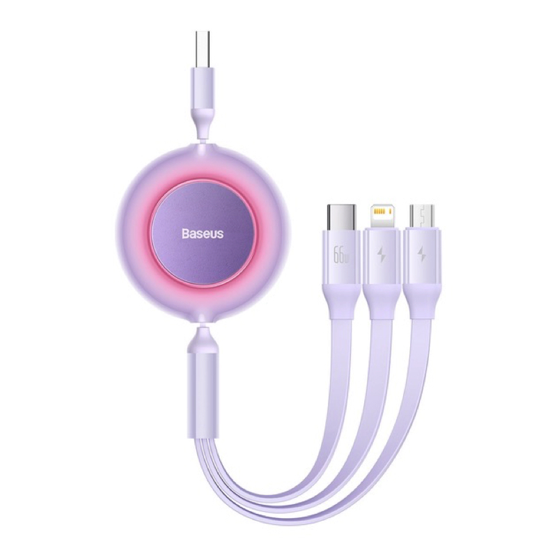 Кабель Baseus Bright Mirror 2 Series 3-в-1 висувний 66W Фіолетовий