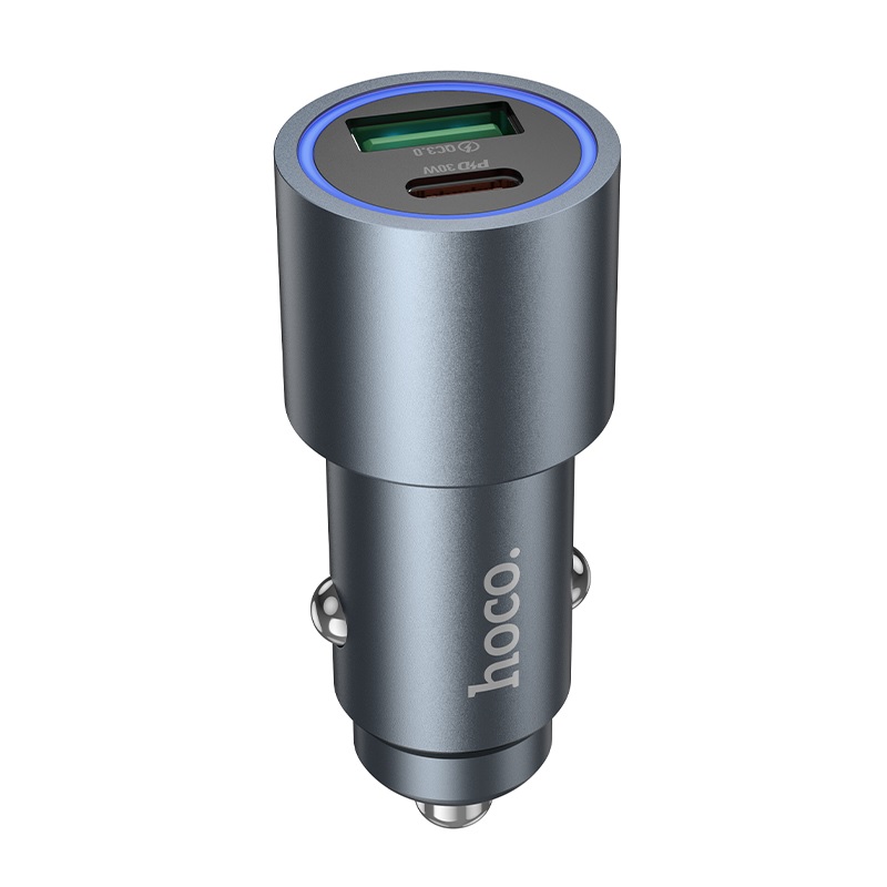Автомобільний зарядний пристрій HOCO Z60 Bloom 48W PD30W+QC3.0 Metal Gray