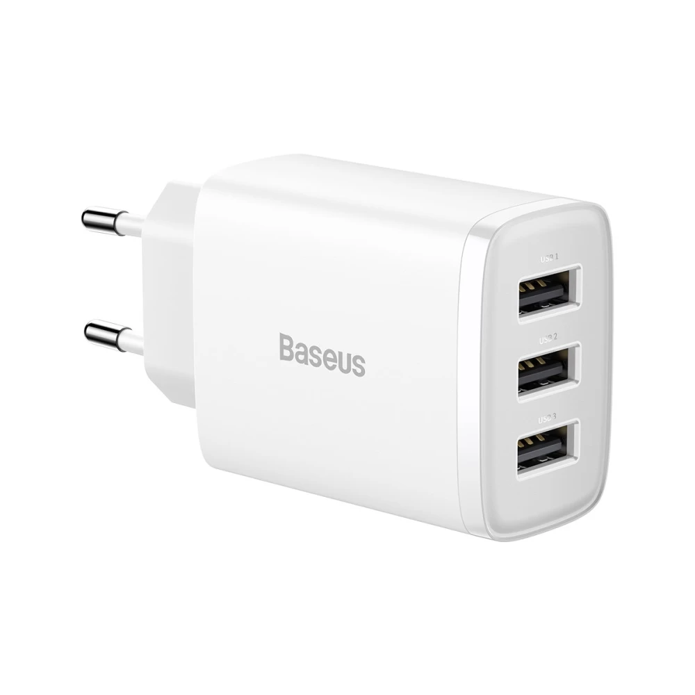 Мережевий зарядний пристрій Baseus Compact Charger 17W 3USB Білий