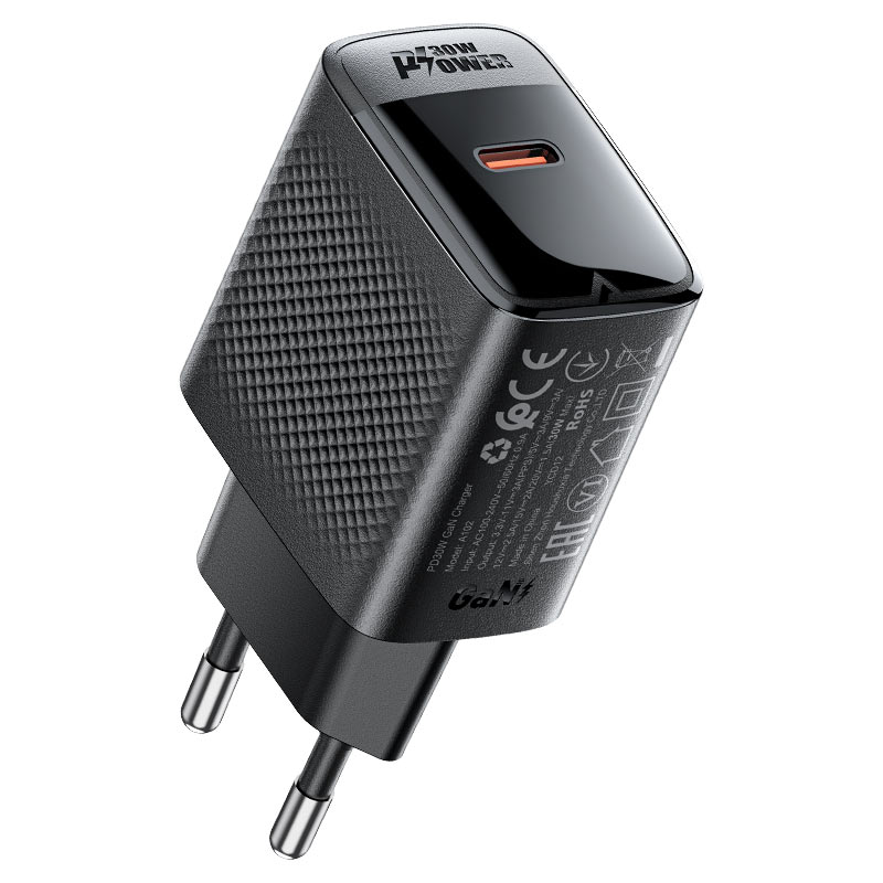 Мережевий зарядний пристрій ACEFAST A102 PD30W GaN Чорний