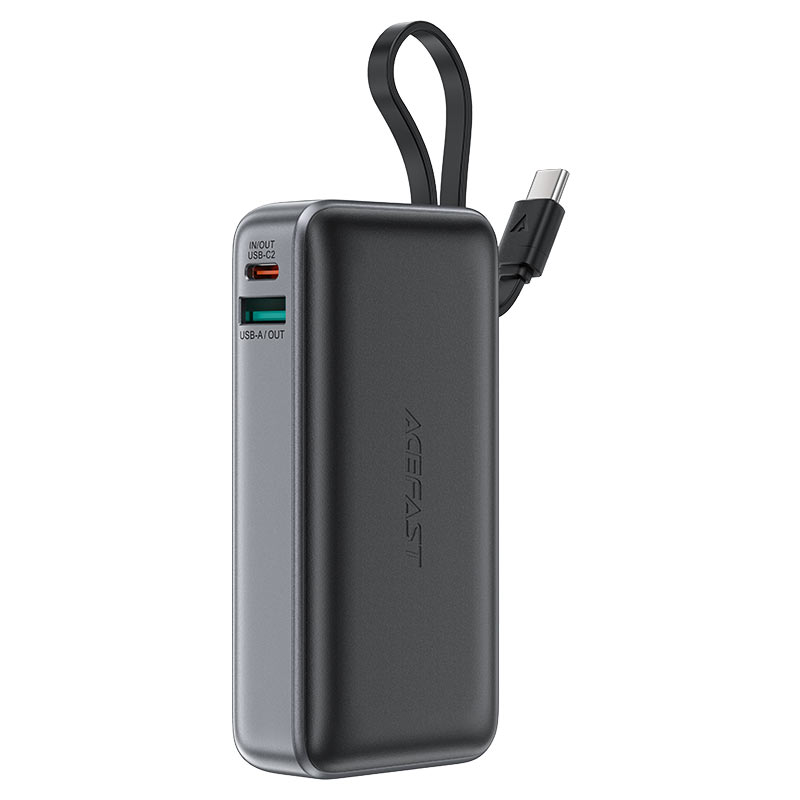 Зовнішній акумулятор ACEFAST M7 10000mAh з вбудованим кабелем Black
