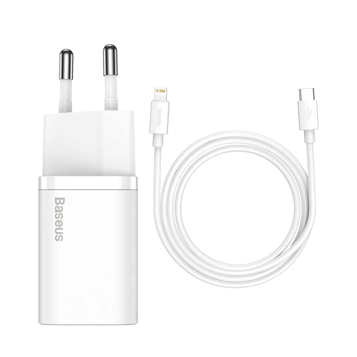Мережевий зарядний пристрій Baseus Super Si 20W з кабелем Type-C to Lightning Білий