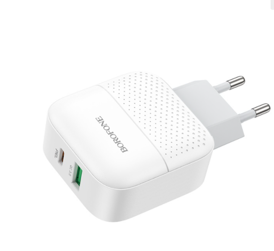 Мережевий зарядний пристрій BOROFONE BA46A Premium PD + QC3.0 Білий