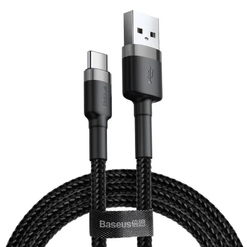 Кабель Baseus Cafule Series USB-A to Type-C 3A 1м Чорно-сірий