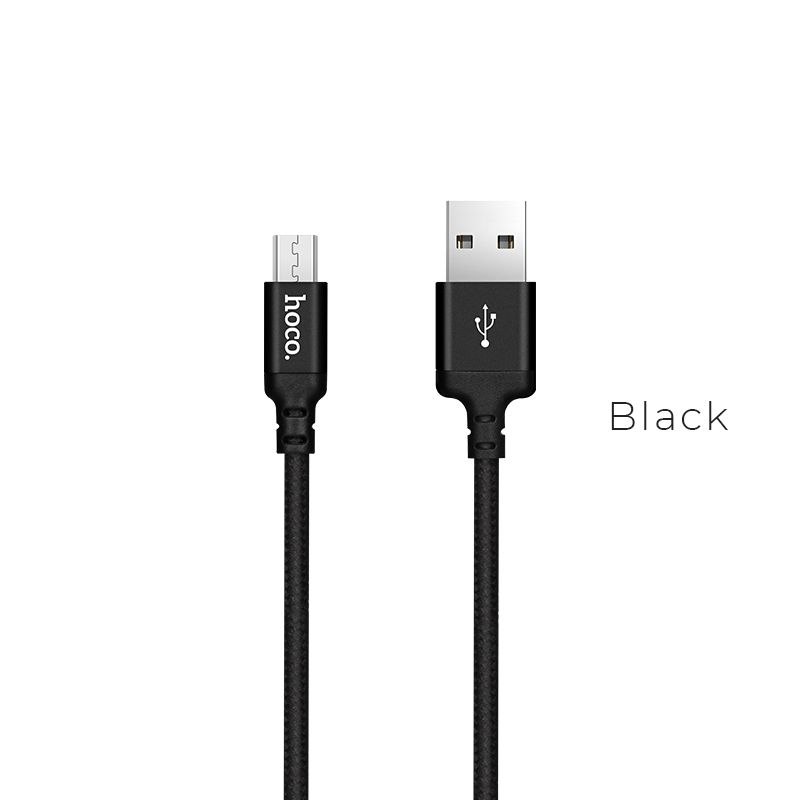 Кабель USB Hoco X14 Micro-USB 2м нейлонове обплетення Black