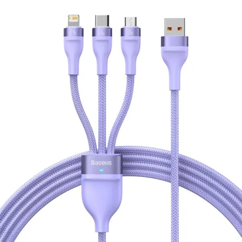 Кабель Baseus Flash Series Ⅱ 66W 3в1 фіолетовий