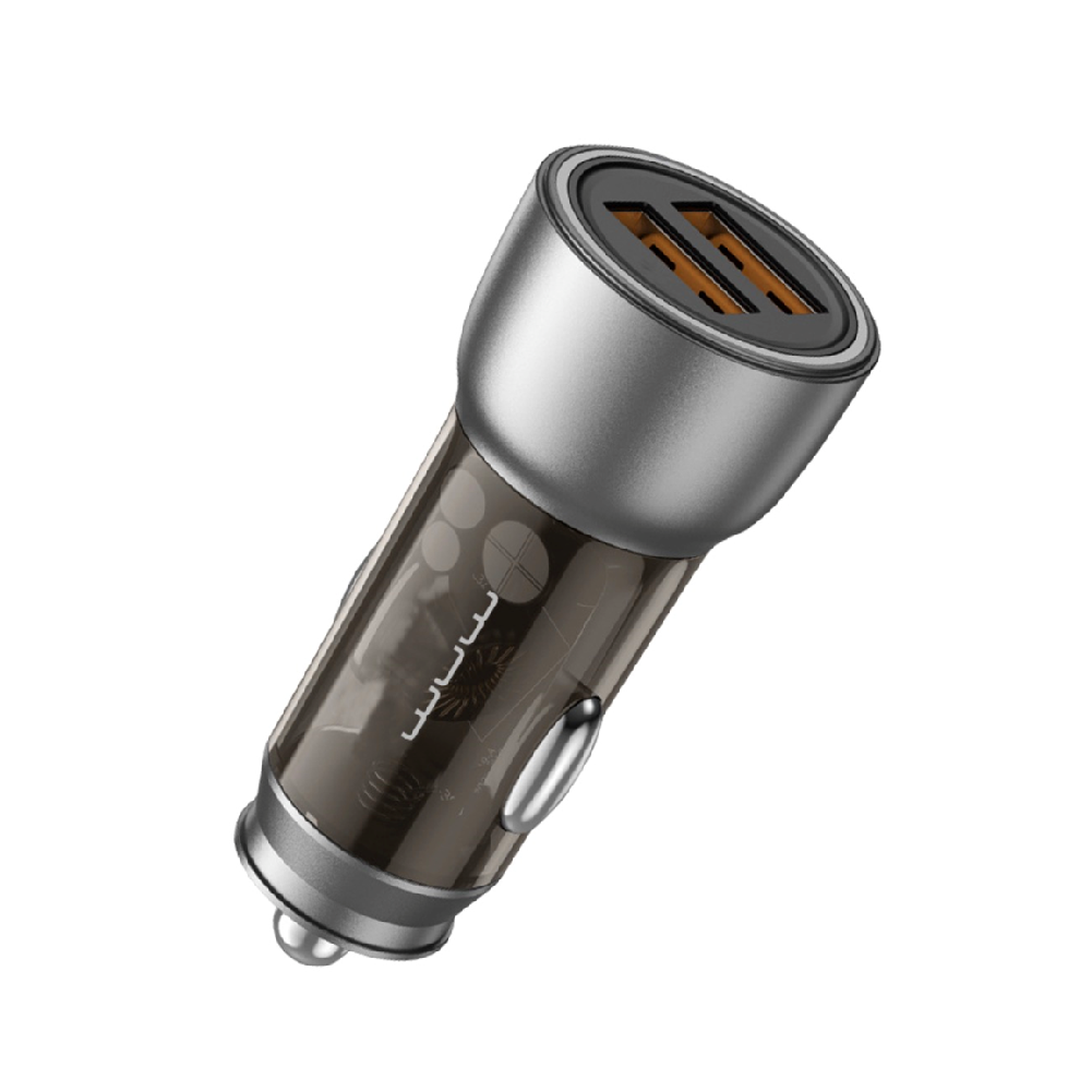 Автомобільний зарядний пристрій WUW C201 2USB 3.1A Прозорий-чорний
