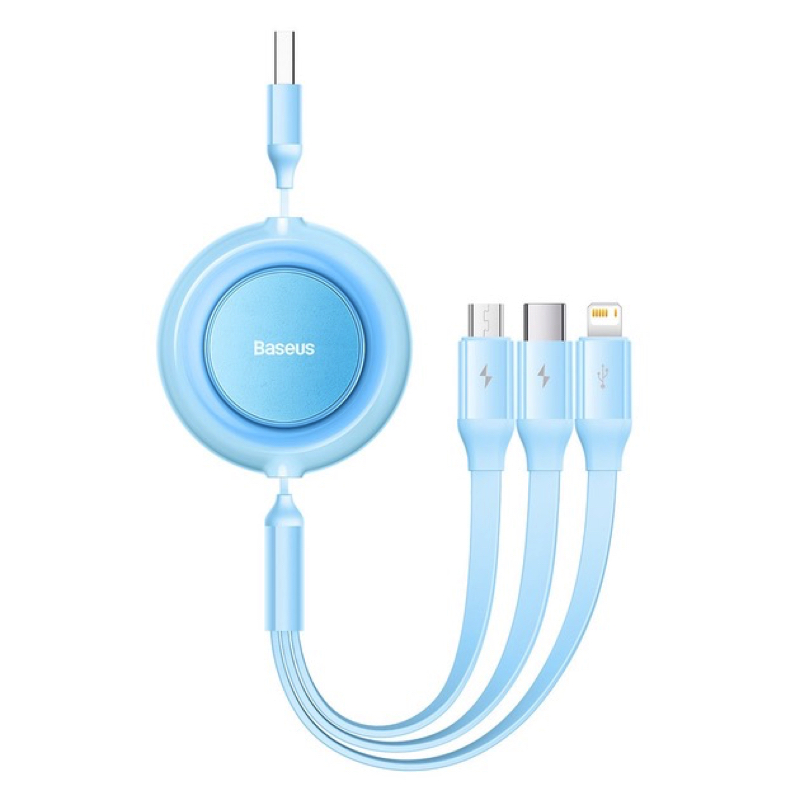 Кабель Baseus Bright Mirror 2 Series Retractable 3-in-1 3.5A 1.1м блакитний