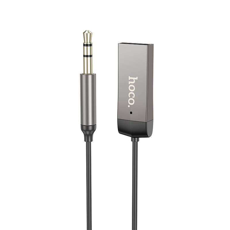Bluetooth-ресивер HOCO E78 з кабелем-пружиною Black Metal Gray