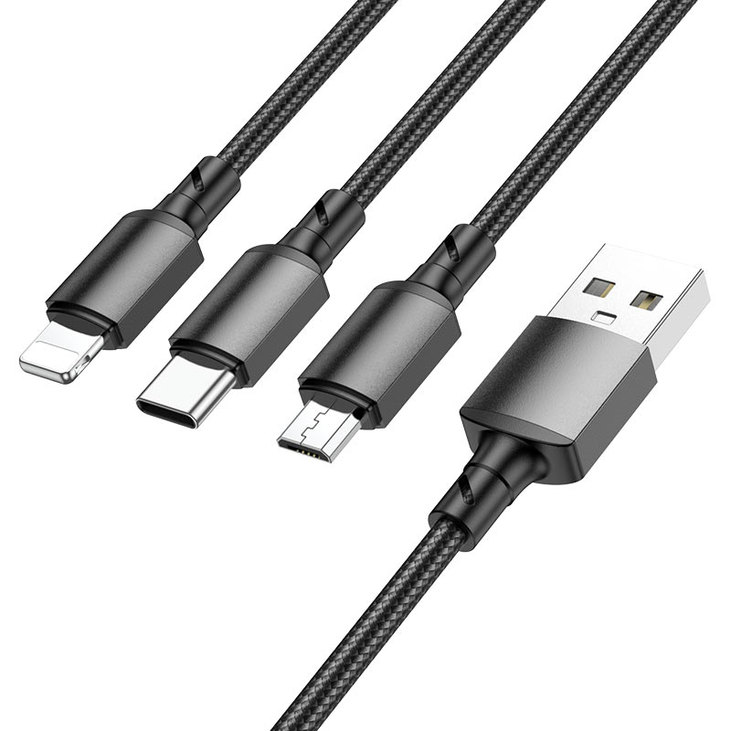 Кабель синхронізації BOROFONE BX72 3-in-1 3 в 1 Black