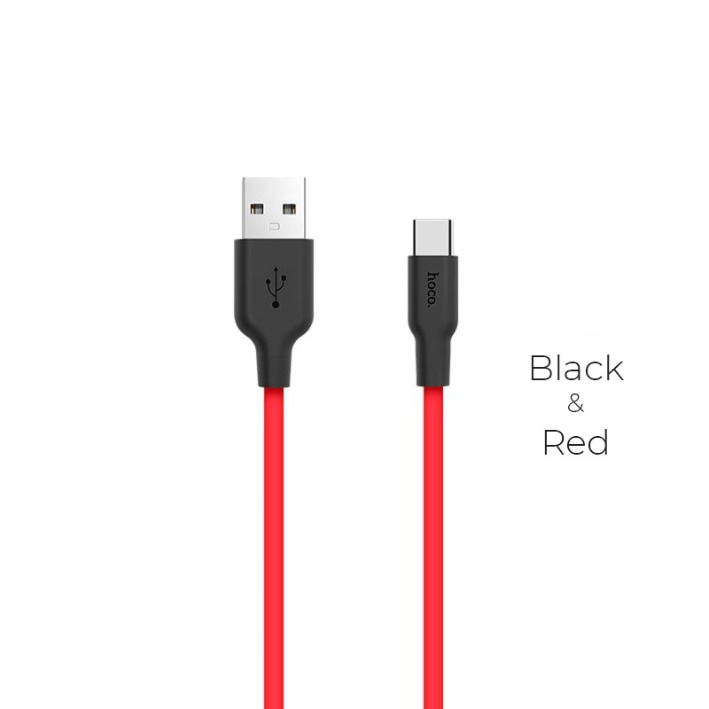 Кабель Hoco X21 USB to Type-C силіконовий Black-Red