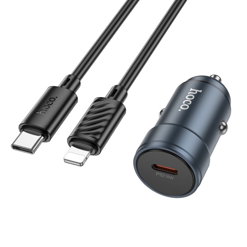 Автомобільний зарядний пристрій HOCO Z57 30W PD QC Metal Gray
