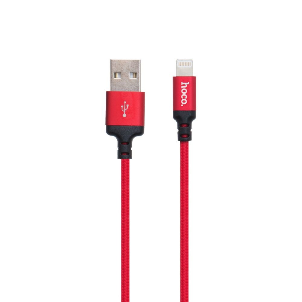 Кабель Hoco X14 Lightning 2А нейлоновий Чорно-червоний