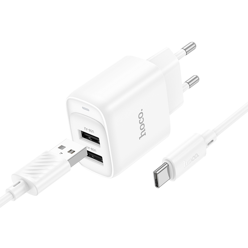 Мережевий зарядний пристрій HOCO C141A 2USB 2.1A White