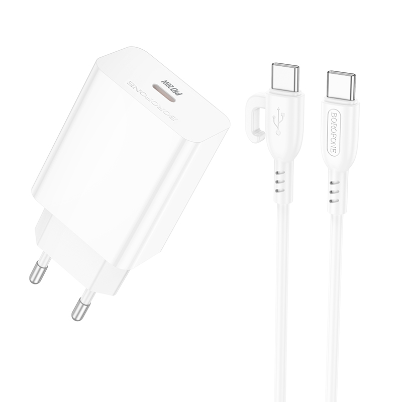 Мережевий зарядний пристрій BOROFONE BA21A Pro Long journey PD20W Білий
