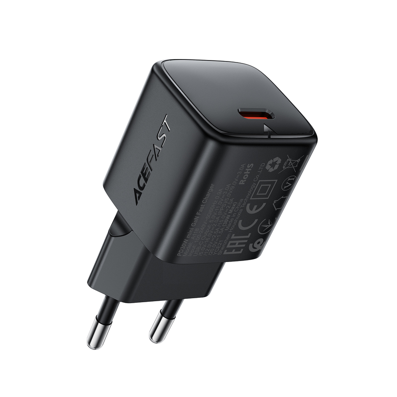 Мережевий зарядний пристрій ACEFAST A118 PD30W mini GaN Black