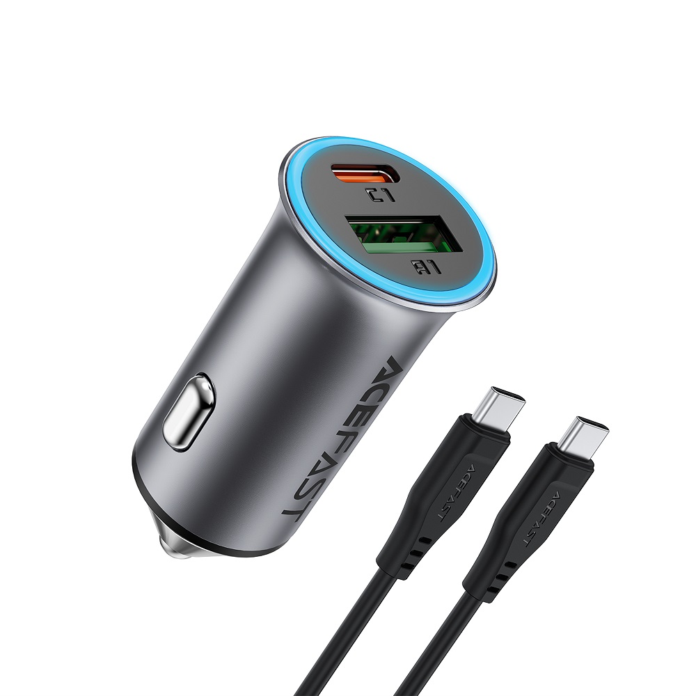 Автомобільний зарядний пристрій ACEFAST B16 95W USB-A+USB-C Metal Gray