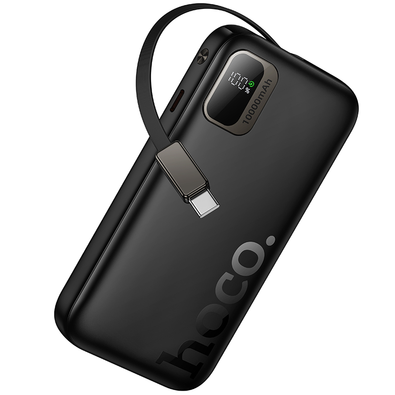 Зовнішній акумулятор HOCO Q51 10000mAh з телескопічним кабелем Black