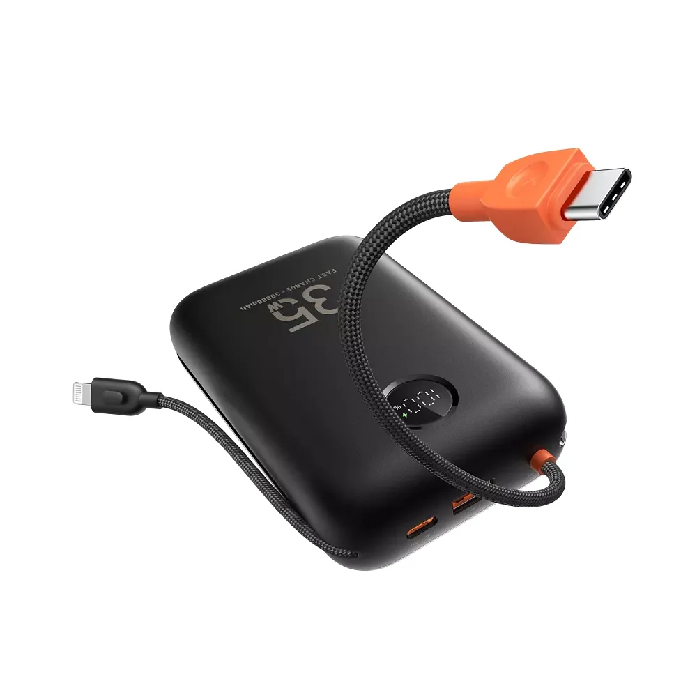 Зовнішній акумулятор VEGER K3 30000mAh з вбудованими кабелями Black