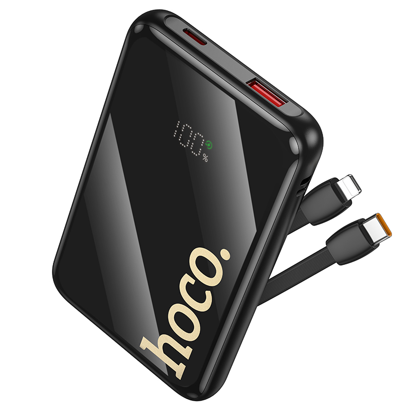 Зовнішній акумулятор Hoco Q37 з вбудованими кабелями 10000 mAh Чорний