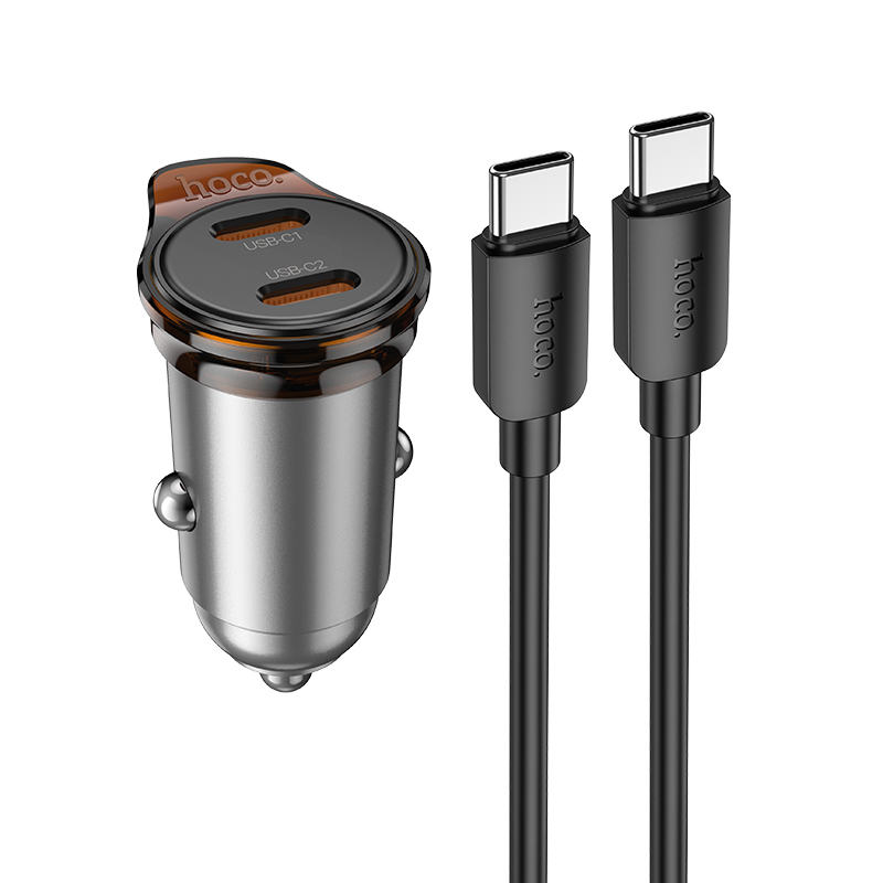 Автомобільний зарядний пристрій HOCO NZ16B PD45W Metal Gray