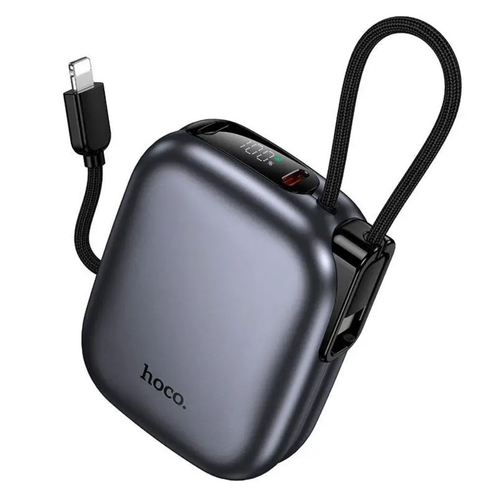 Зовнішній акумулятор HOCO Q49 Peak PD20W power bank with cable(10000mAh) metal gray