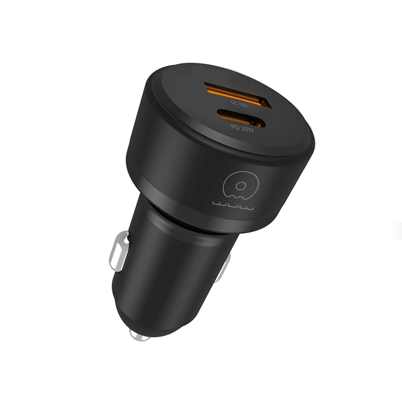 Автомобільний зарядний пристрій WUW C242 38W PD20W+QC18W Black