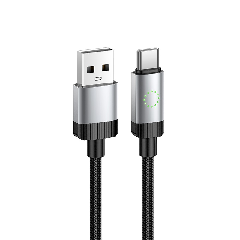 Кабель USB-A - Type-C HOCO X117 LED індикація Чорний