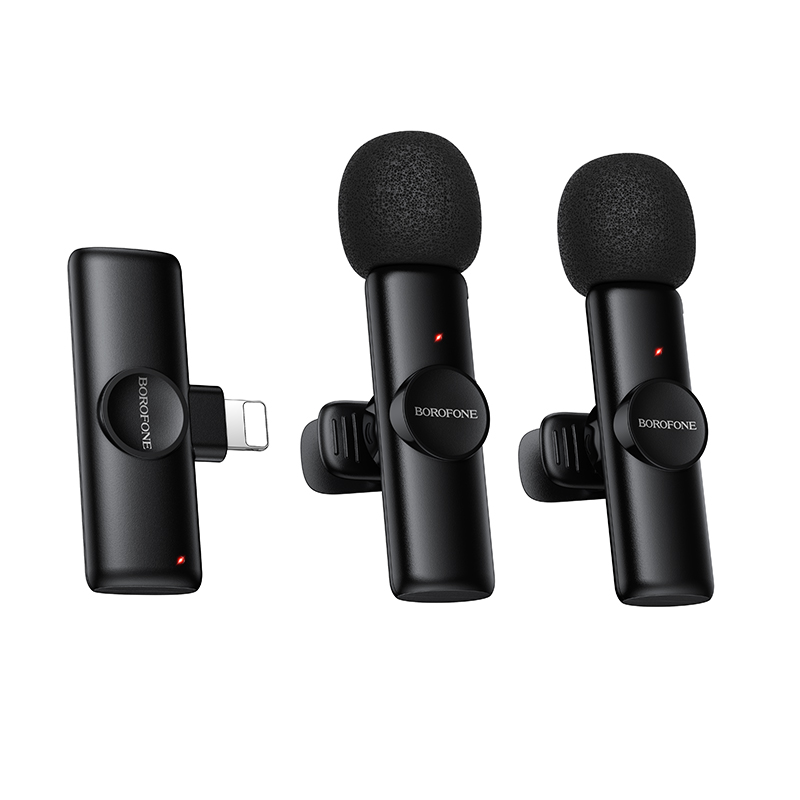 Бездротова мікрофонна система BOROFONE BFK16A з двома мікрофонами Lightning Black