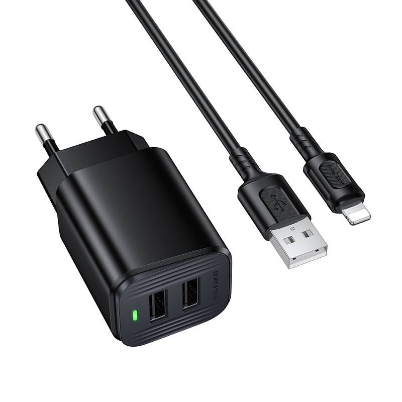 Мережевий зарядний пристрій BOROFONE BAS81A 2 USB 2.1A Чорний