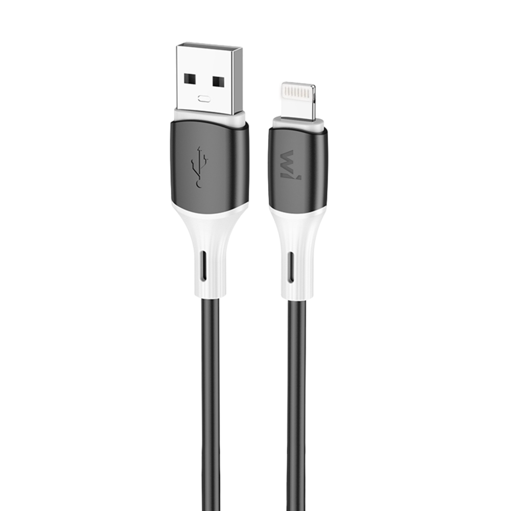 Кабель для заряджання та передачі даних Wibrand Mamba силіконовий USB-Lightning 1м Чорний