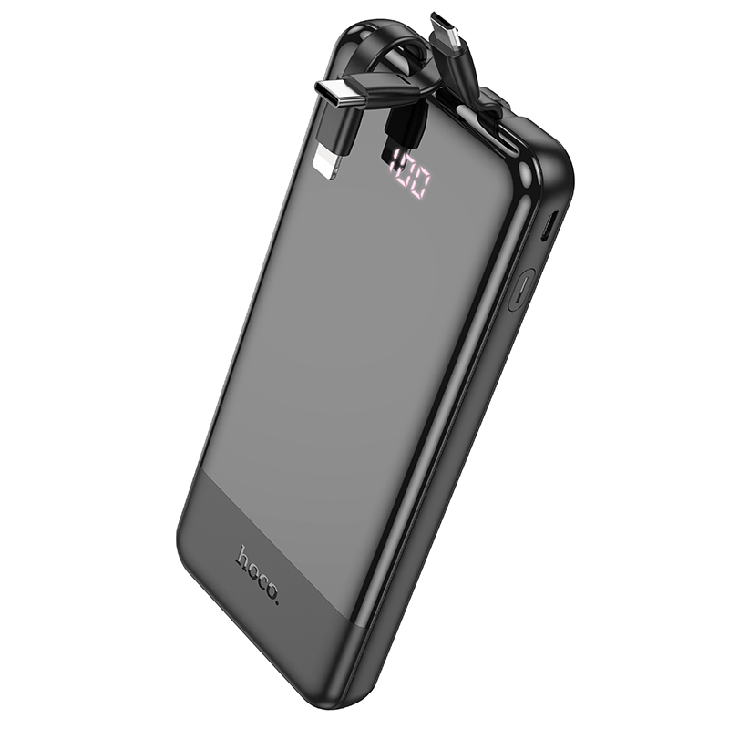 Зовнішній акумулятор HOCO J114 Charger power bank with cable and digital display(10000mAh) Black
