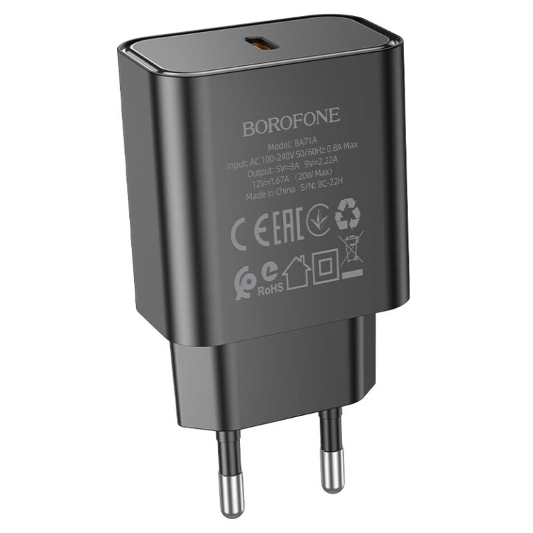 Мережевий зарядний пристрій BOROFONE BA71A PD 20W Чорний