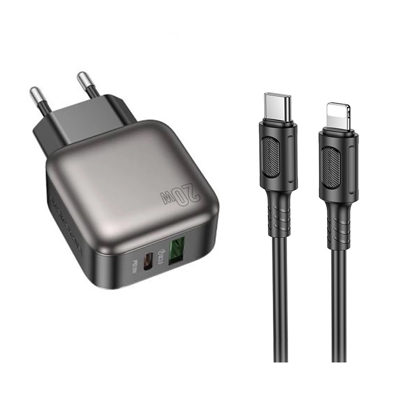 Мережевий зарядний пристрій BOROFONE BAS55A Absolute PD20W+QC3.0 Чорний