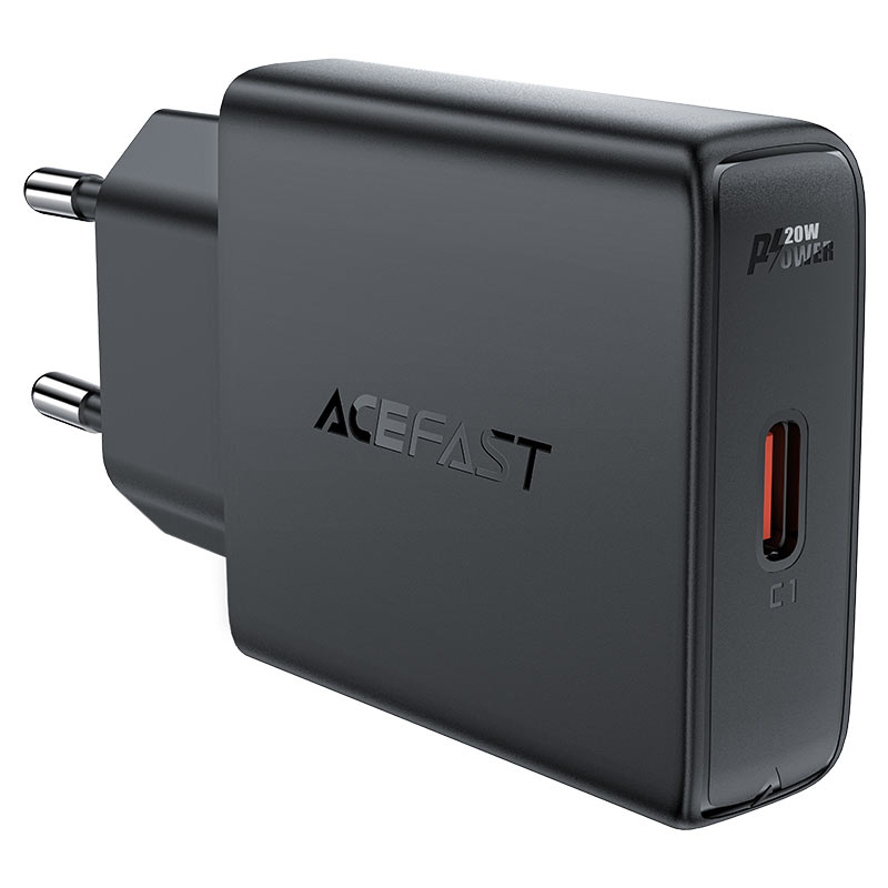 Мережевий зарядний пристрій ACEFAST A65 GaN 20W PD Чорний
