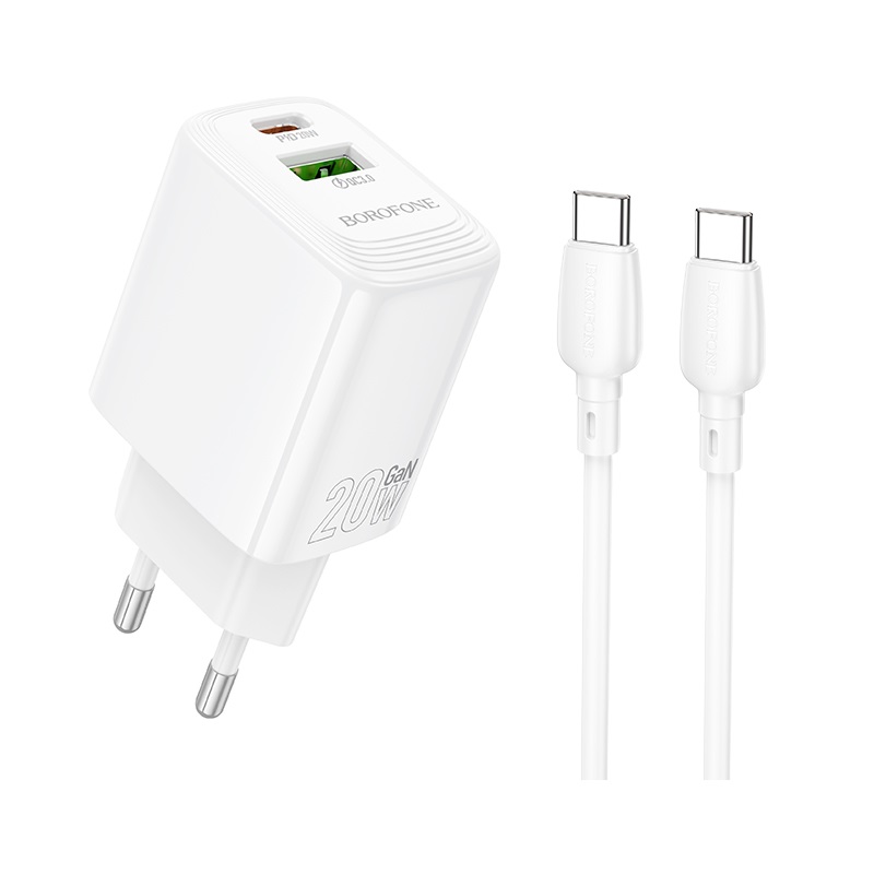 Мережевий зарядний пристрій BOROFONE BN27 Fuente PD20W+QC3.0 Білий