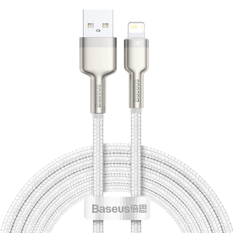 Кабель Baseus Cafule Series Metal Data Cable 2.4A 2м Білий
