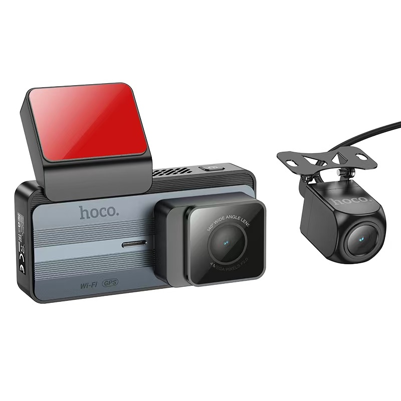 Відеореєстратор HOCO DV12 2K з GPS та задньою камерою Silver Gray