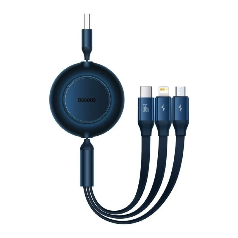 Кабель Baseus Bright Mirror One-for-three Retractable 66W Blue