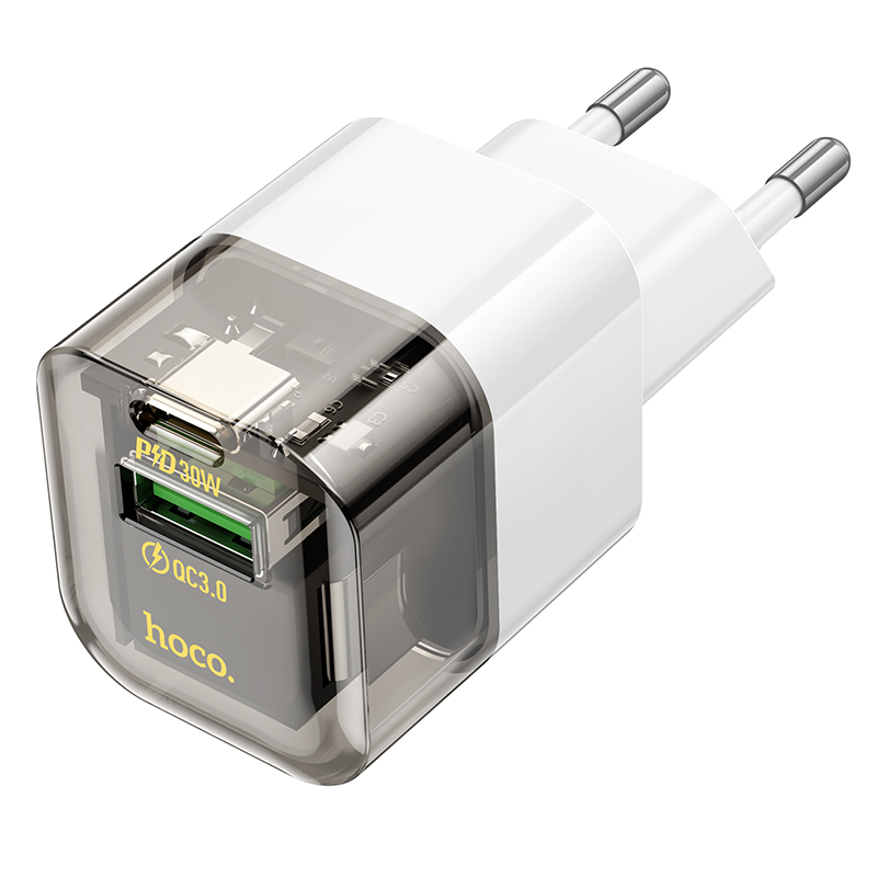 Мережевий зарядний пристрій HOCO C131A Platinum 30W Прозорий чорний