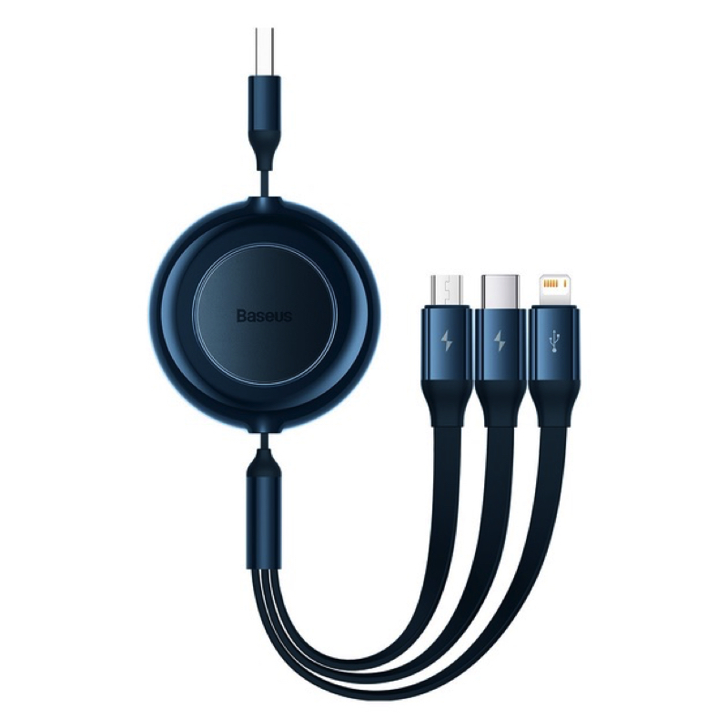 Кабель зарядки Baseus Bright Mirror 2 Retractable 3-in-1 3.5A Синій