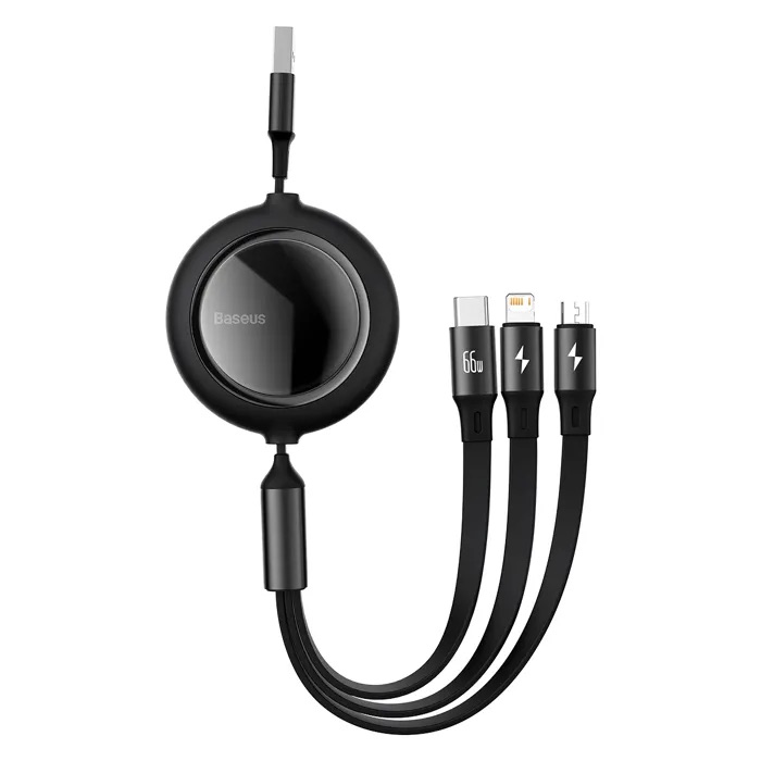 Кабель зарядний Baseus Bright Mirror 3-in-1 Висувний Чорний