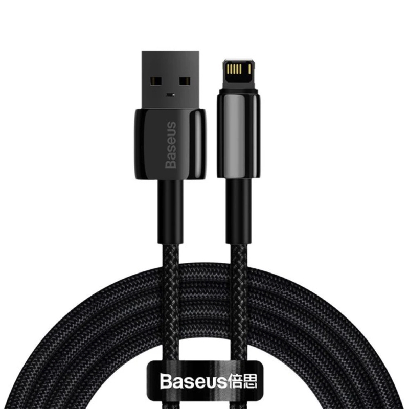 Кабель Baseus Tungsten Gold 2.4A Lightning USB 2м Чорний
