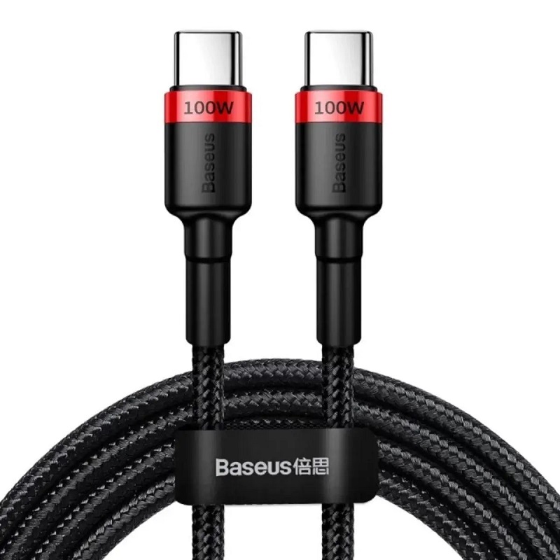Кабель зарядний Baseus Cafule Series 100W PD2.0 Type-C на Type-C Чорно-червоний