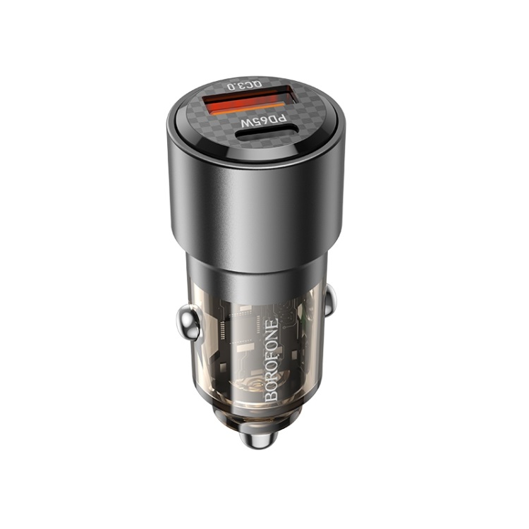 Автомобільний зарядний пристрій BOROFONE BZ20A 83W PD65W+QC3.0 Transparent Black